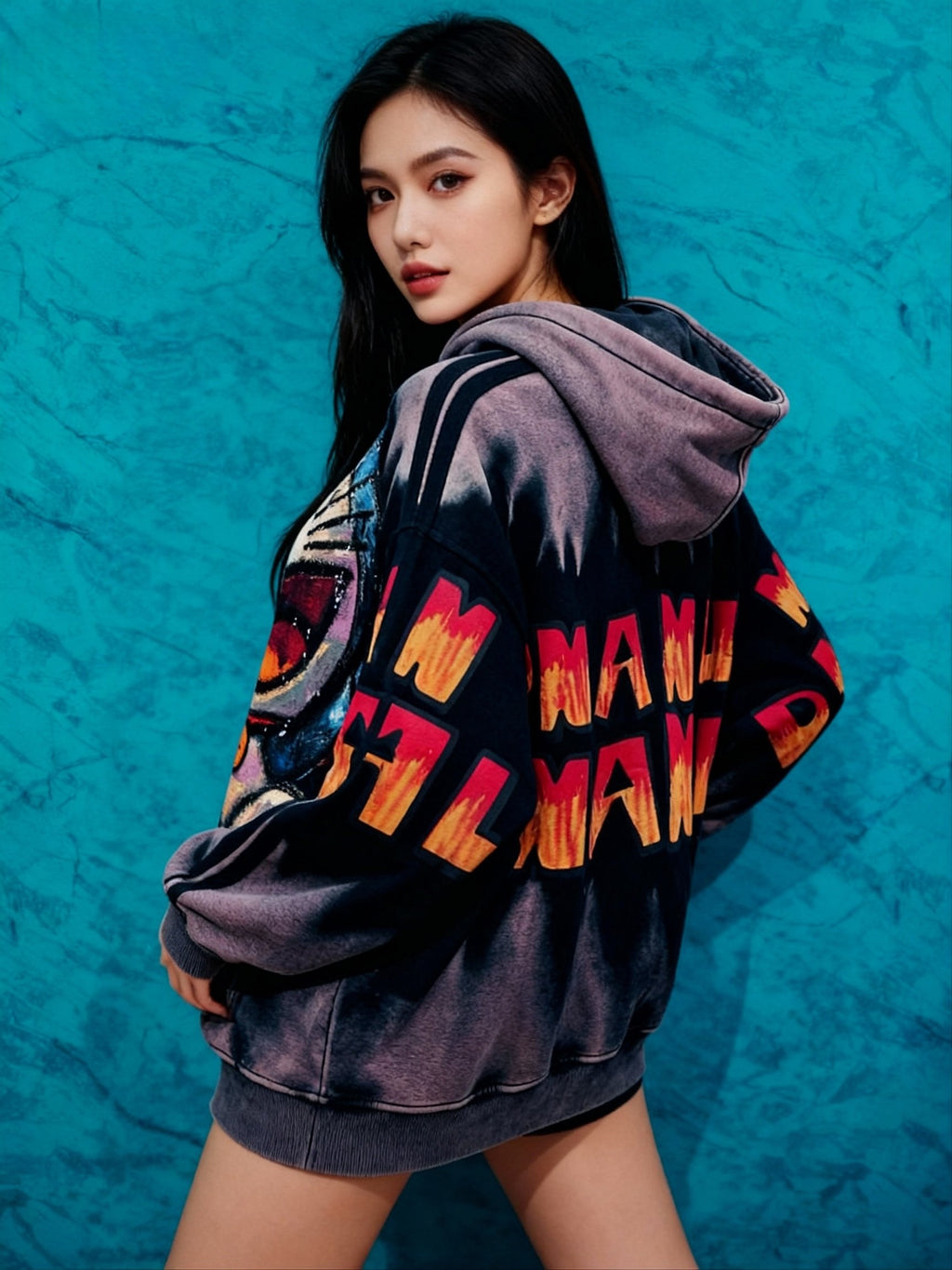Channel the Magic: Doraemon Purple Embroidered Sweatshirt