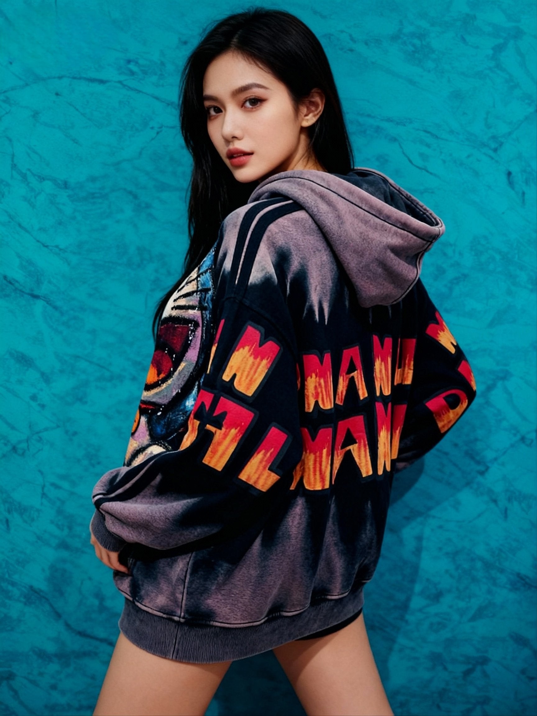 Channel the Magic: Doraemon Purple Embroidered Sweatshirt