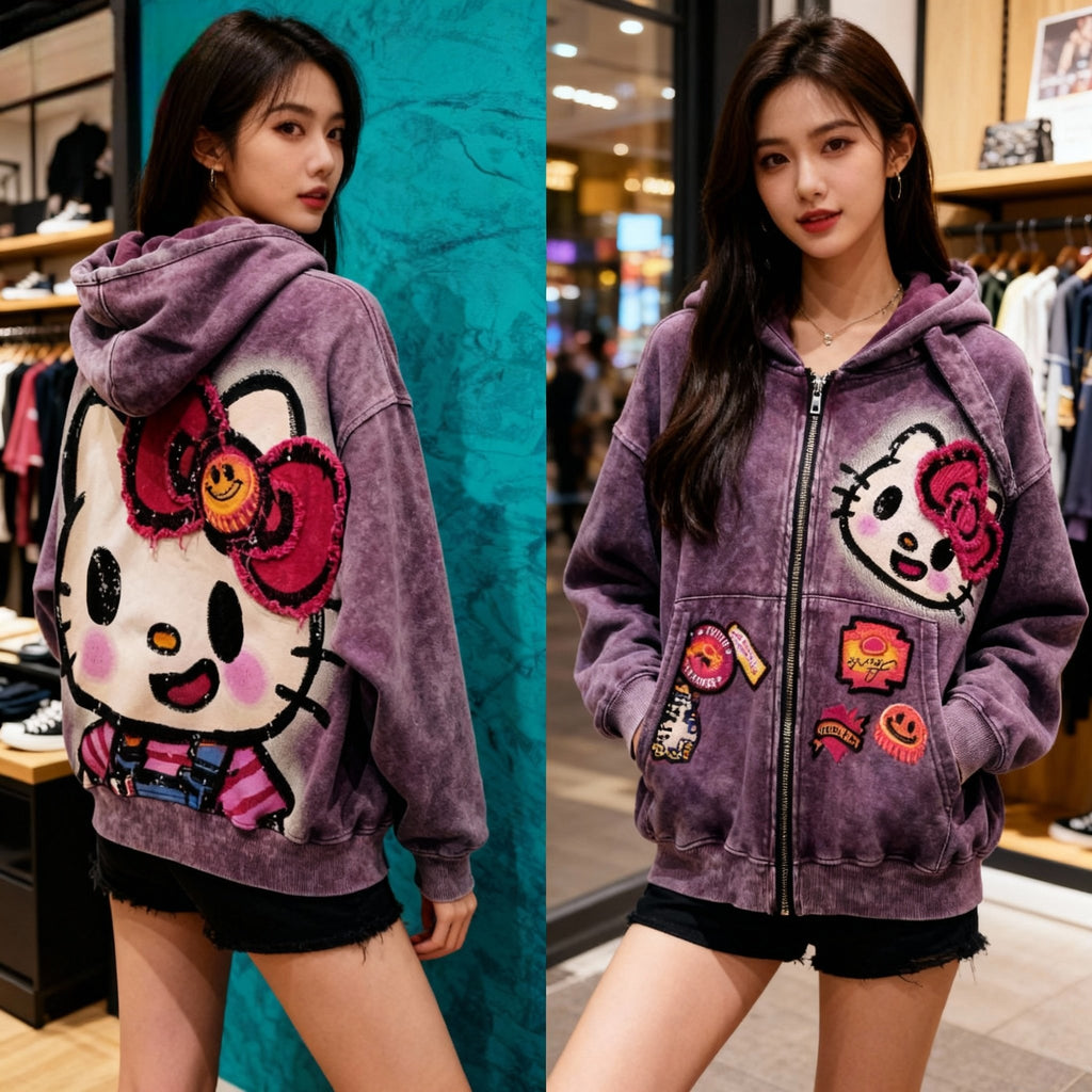 Embrace Timeless Cute: The Hello Kitty Embroidered Jacket
