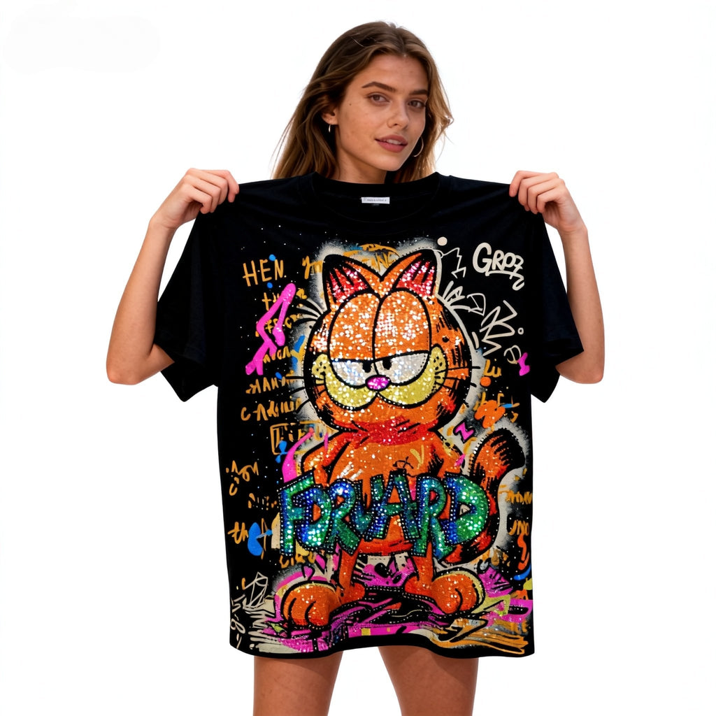 Garfield Sparkling T-Shirt - Shine Like a Lasagna-Fueled Star