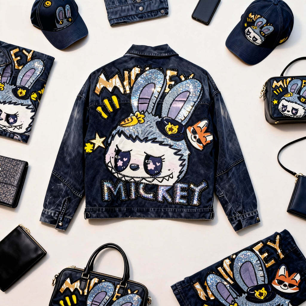 Labubu Embroidered Denim Jacket