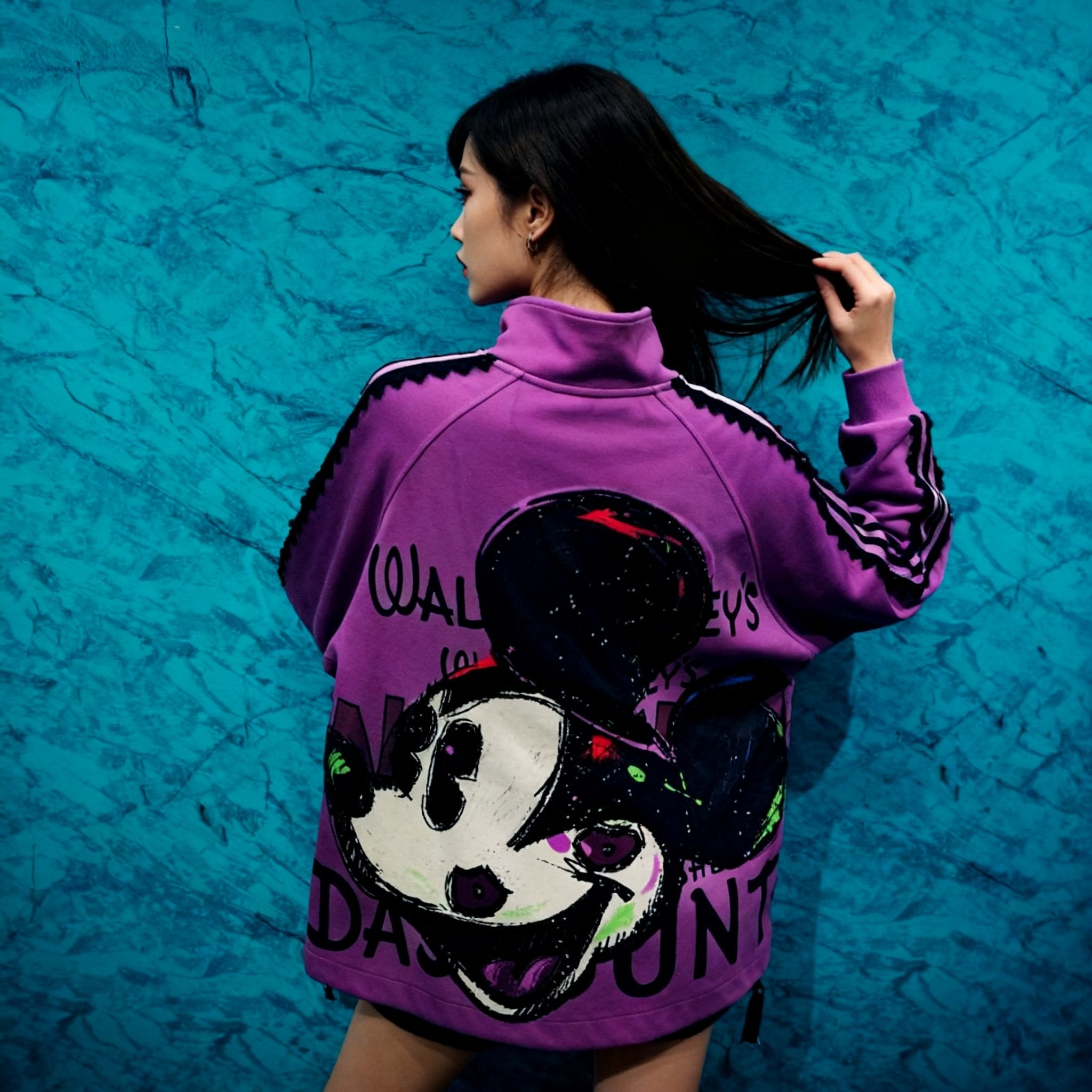 Embroidered Mickey Mouse Apricot and Fuchsia Coat