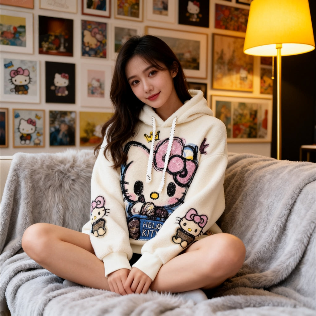 Hello Kitty Lambswool Sequin Jacket: Where Cozy Meets Dazzling