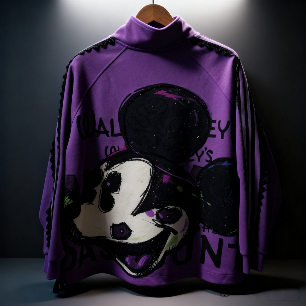 Embroidered Mickey Mouse Apricot and Fuchsia Coat