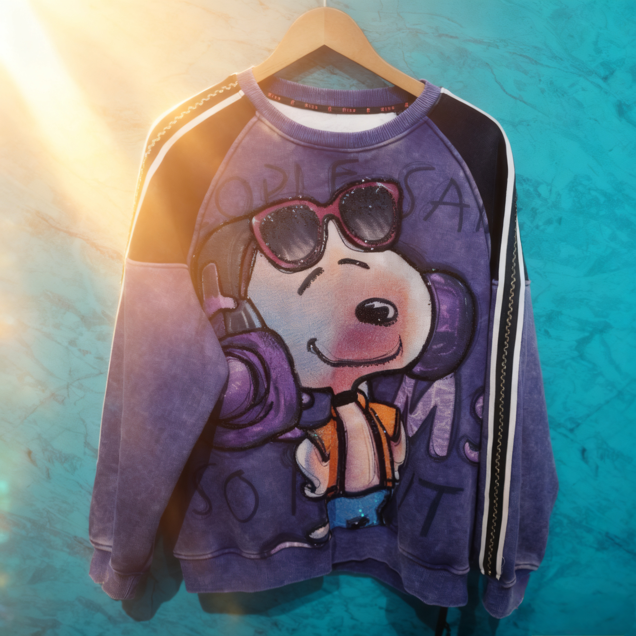 Channel Your Inner "Cool" with the Lavender Snoopy Sweatshirt（Fleece lining for warmth and comfort）