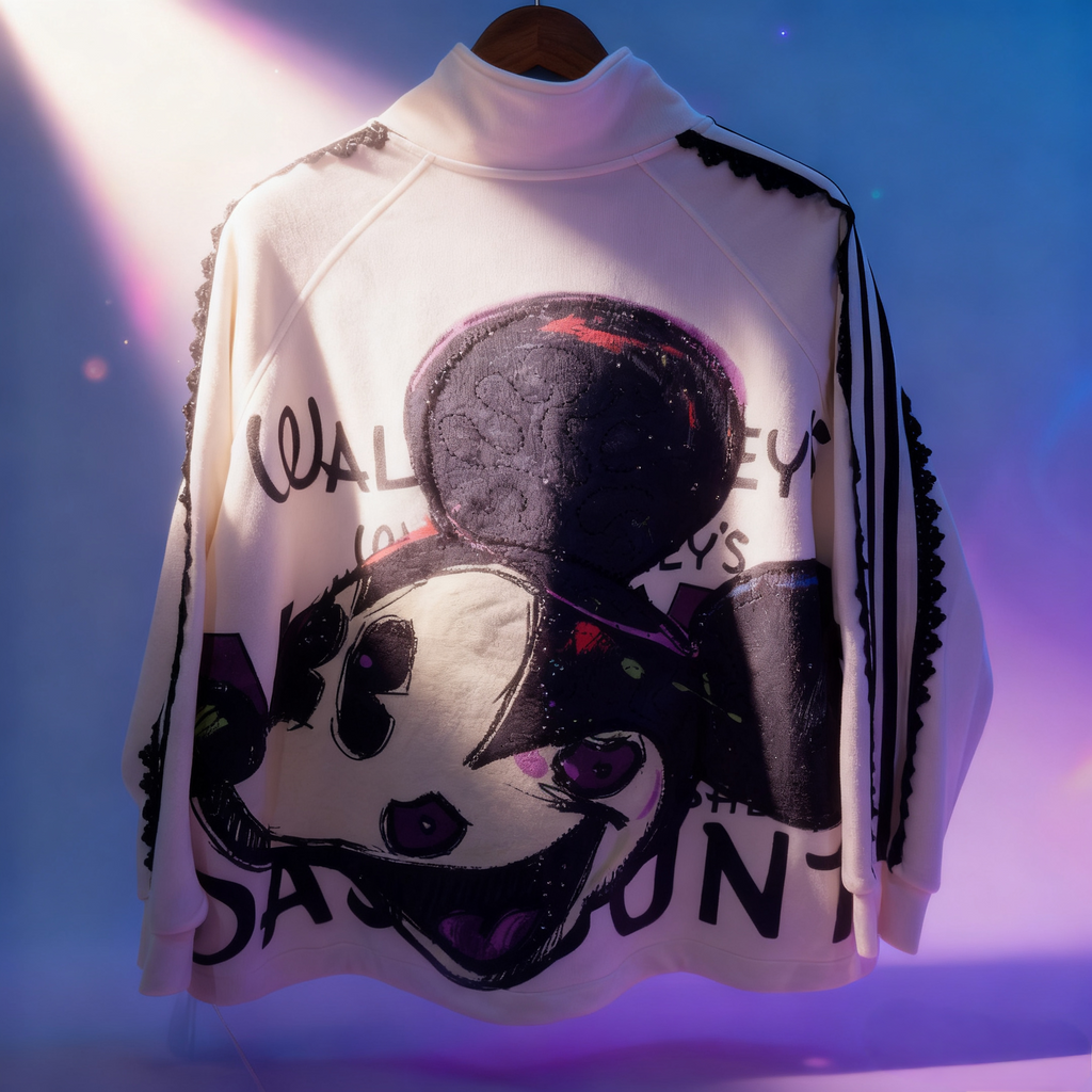 Embroidered Mickey Mouse Apricot and Fuchsia Coat