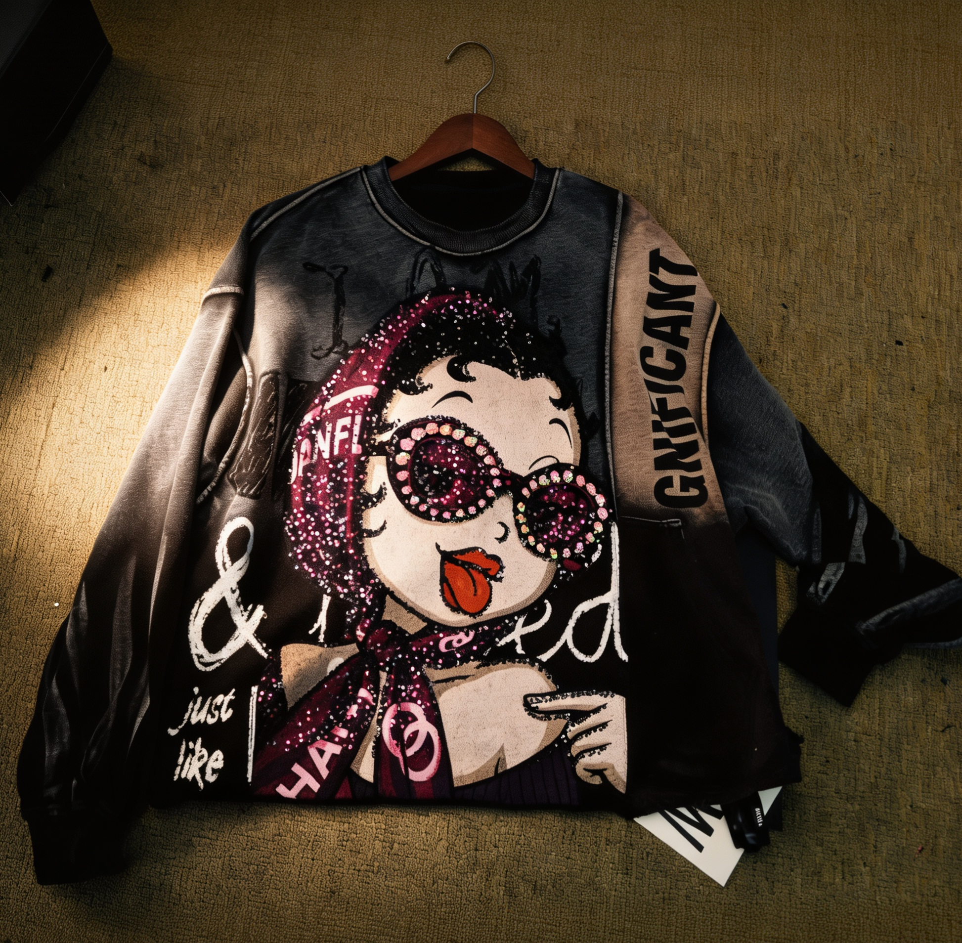Betty Boop Black Gradient Sweatshirt – Vintage Glam Meets Modern Edge