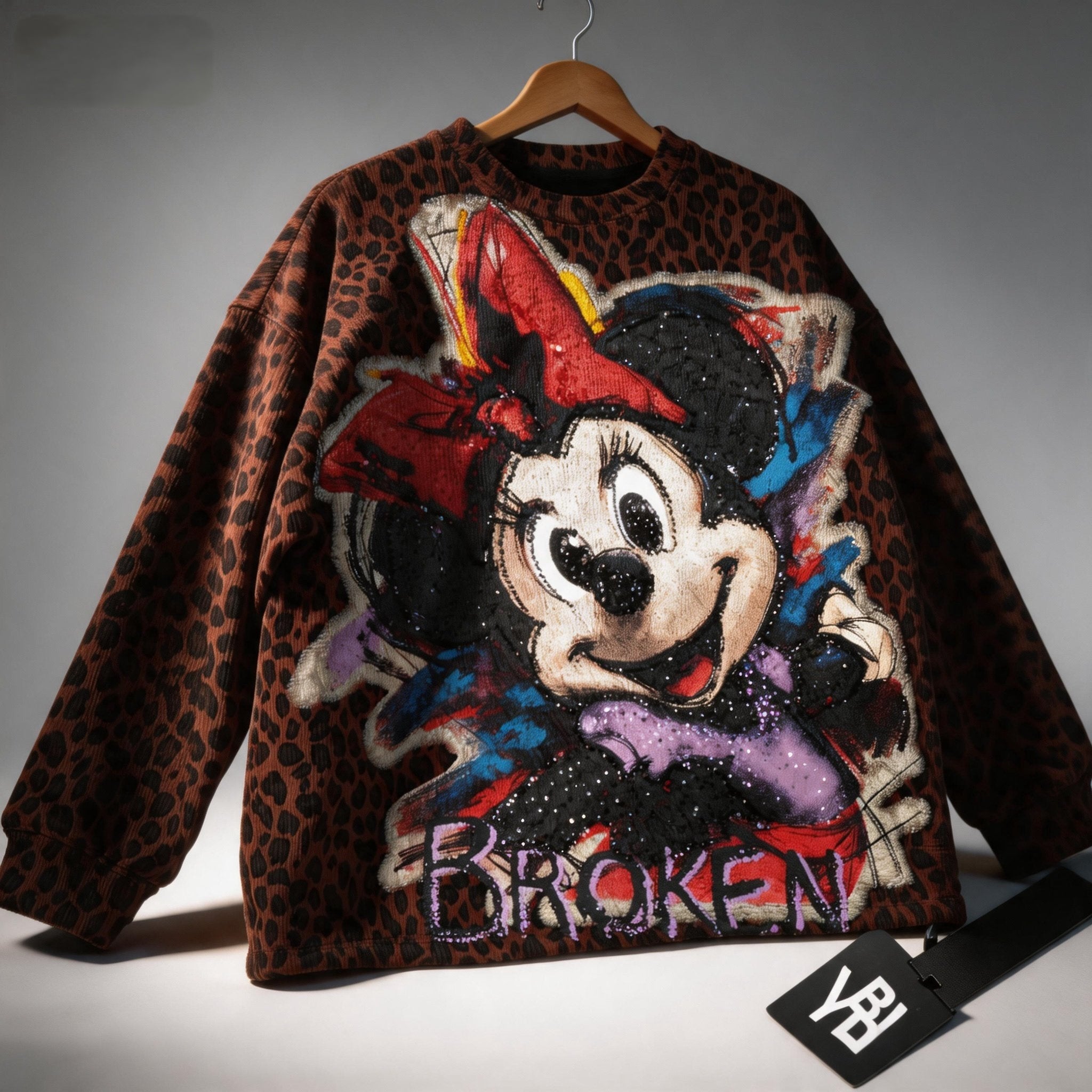 Minnie Mouse Leopard-Print Sequin Sweatshirt