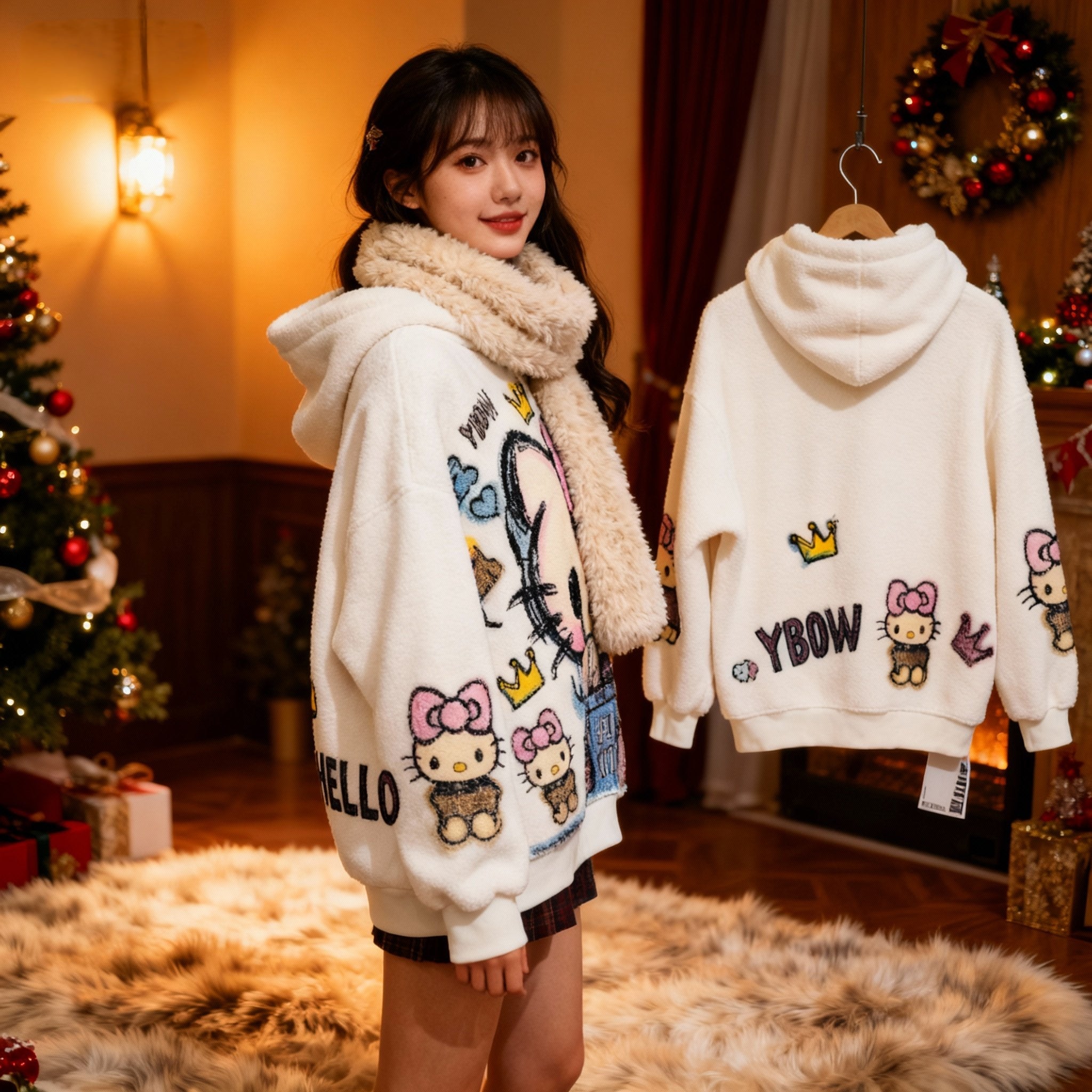 Hello Kitty Lambswool Sequin Jacket: Where Cozy Meets Dazzling